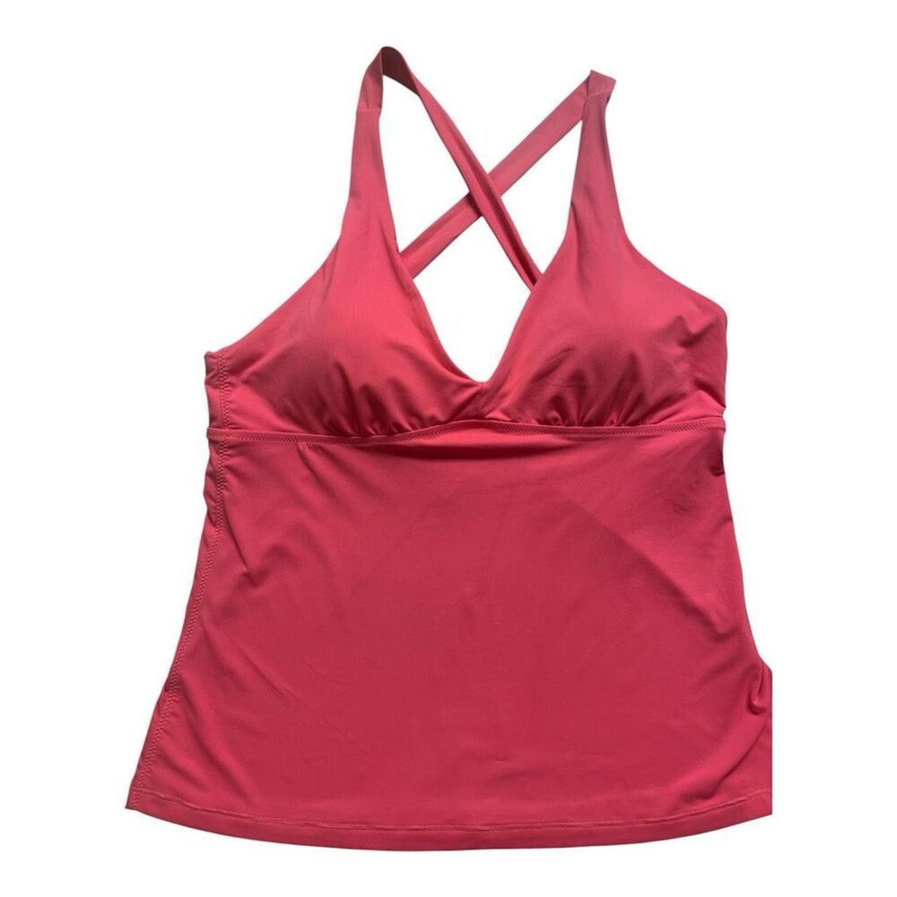 Athleta swim top coral color padded cups sz Large